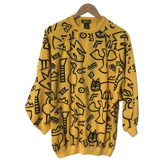 Tangiers Other - Tangiers All Over Print Yellow Hieroglyph Graffiti Sweat Shirt